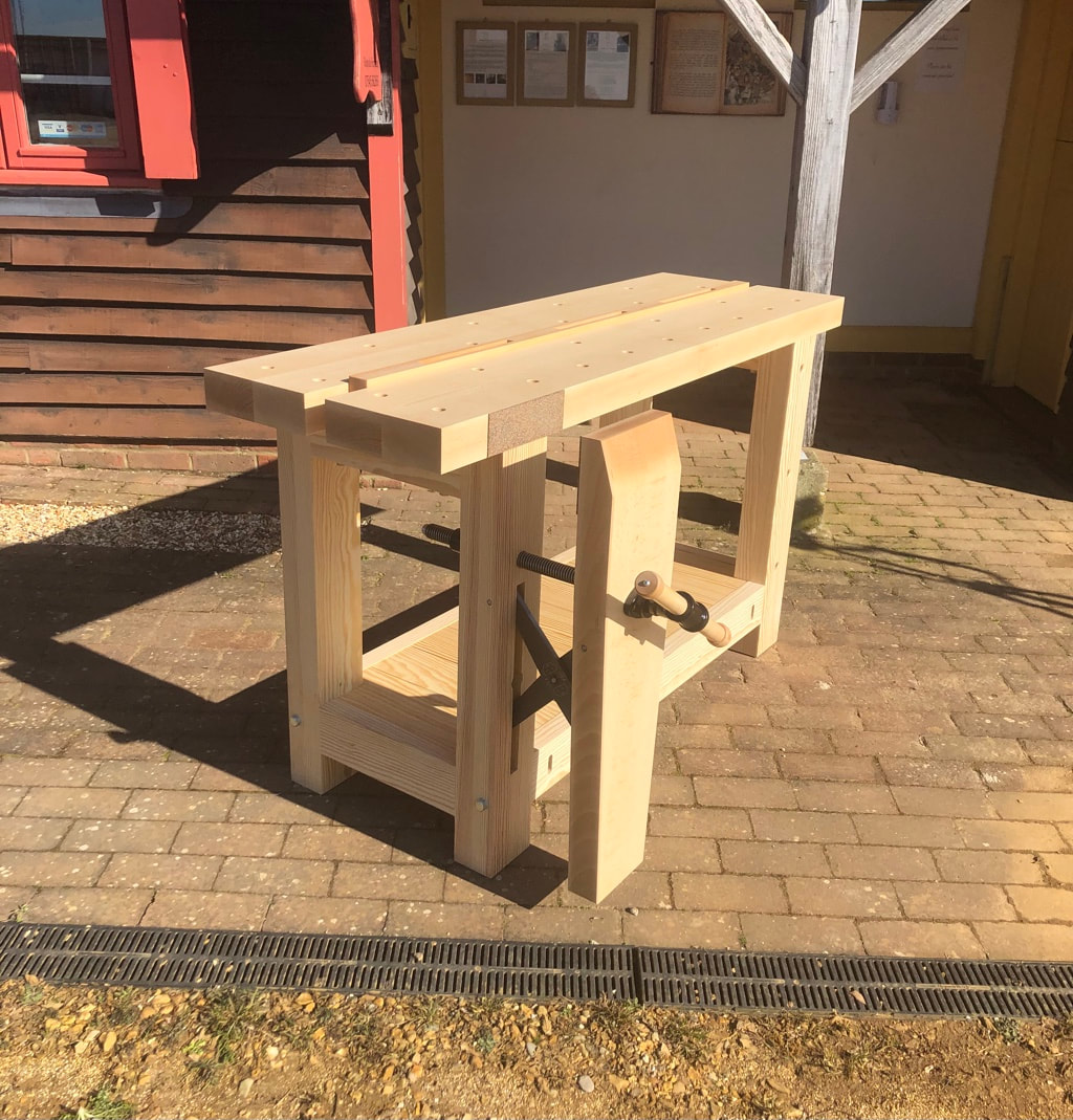 Picture of David Stephenson’s three day split top Roubo workbench course workbench. 

The three day Roubo workbench course bench! This is what you’ll take home at the end of day 3 in David’s Hampshire workshop...