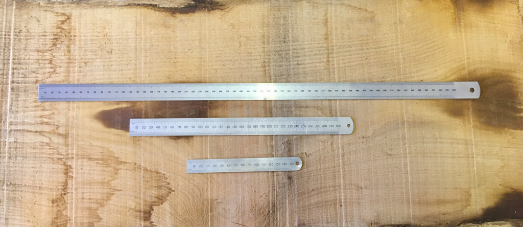 Picture of David Stephenson’s 150mm, 300mm and 600mm rulers